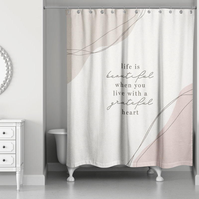 Ivy Bronx Grateful Heart Boho Shower Curtain | Wayfair